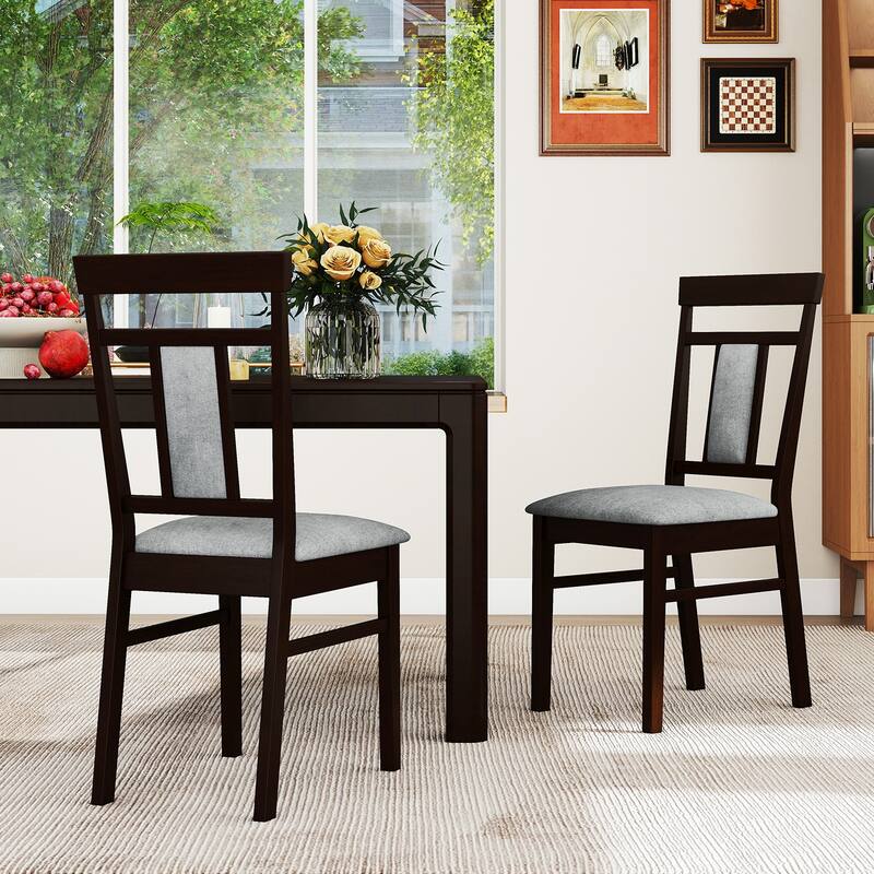 Gymax Modern Home Dining Chair Set of 4 w/Upholstered Seat & Backrest