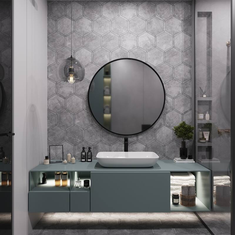 Apollo tile 9" x 10" Aureole Matte Coin Gray Porcelain Tile (8.07 sq ft/case) - 18 Pack