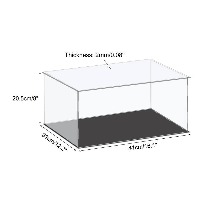 Acrylic Display Case Plastic Box Cube Storage Small Dustproof Showcase - 16.1x12.2x8 Inch