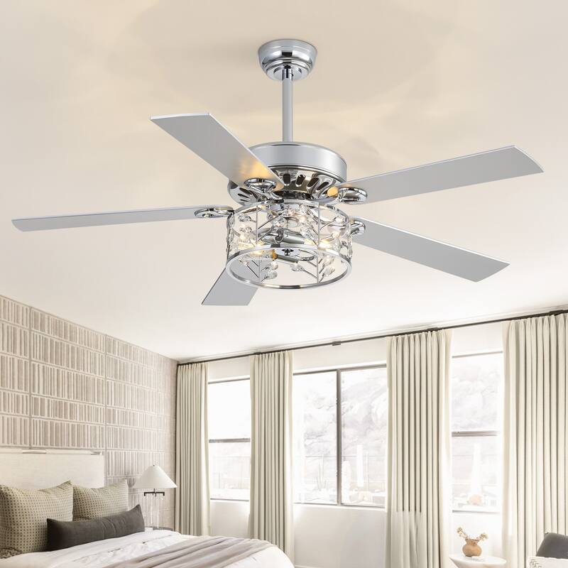 52" Reversible 5-Blade Caged Ceiling Fan with Light and Remote