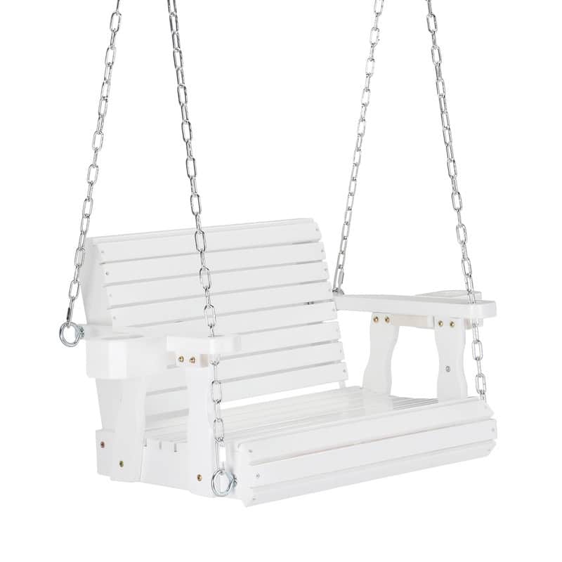 2.2ft white with cup holder and 5mm chain, regular single wooden swing 440lbs
