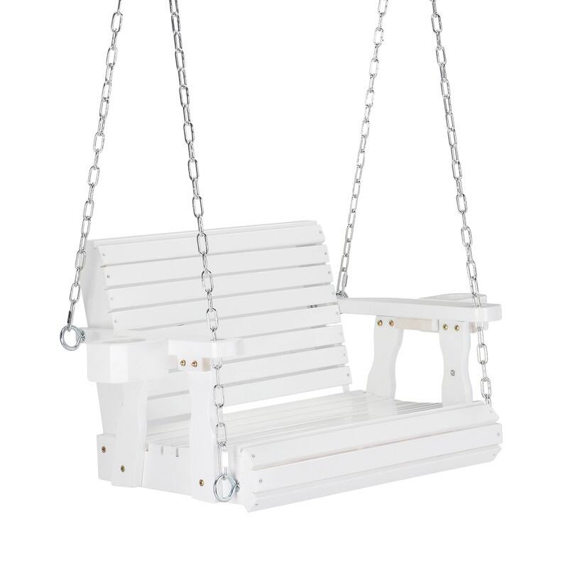 2.2ft white with cup holder and 5mm chain, regular single wooden swing 440lbs