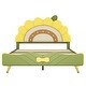 preview thumbnail 11 of 10, Full Size Upholstered Platform Bed with Sunflower Shaped Headboard, Cute Bedframe w/Wood Slats Support for Kids Girls Boys Green