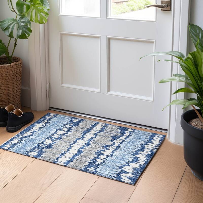 Premium Washable Super Soft Modern Stripe Mayfield Rug - Navy - 1' 8" x 2' 6" - Rectangle