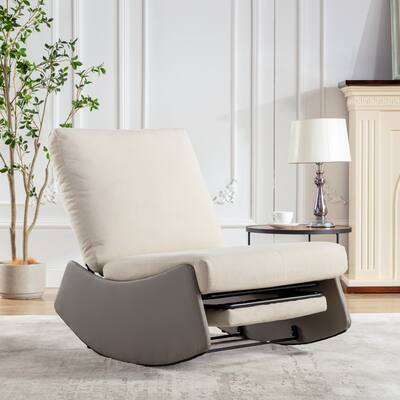 Soft Padded Rocker Recliner with Multi-Angle Backrest and Leg Support, Easy Assembly