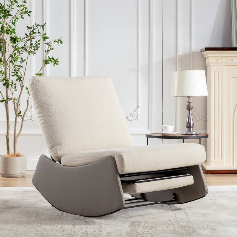 Upholstered Lounge Recliner Rocking Chair with Footrest