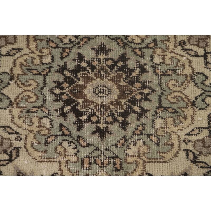 Distressed Sparta Turkish Vintage Rug Hand-Knotted Solid Wool Carpet - 6'6" x 9'9"