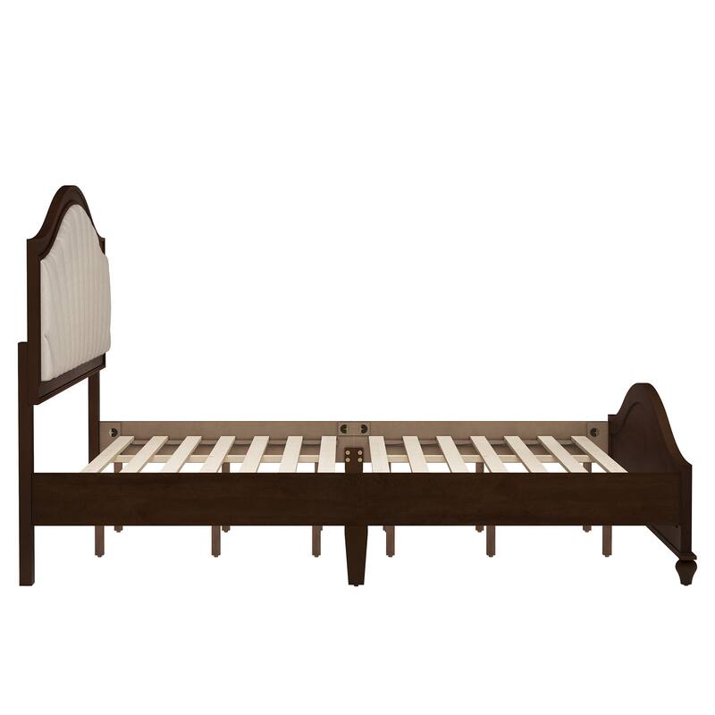 Modern Wooden Upholstered Platform Bed Frame Queen/King Size with Headboard