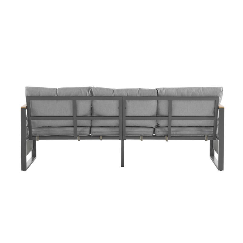 4 Pcs Outdoor Patio Furniture Set, 5 Seats All-weather Patio Conversation Set with Water Repellent Cushion and Coffee Table