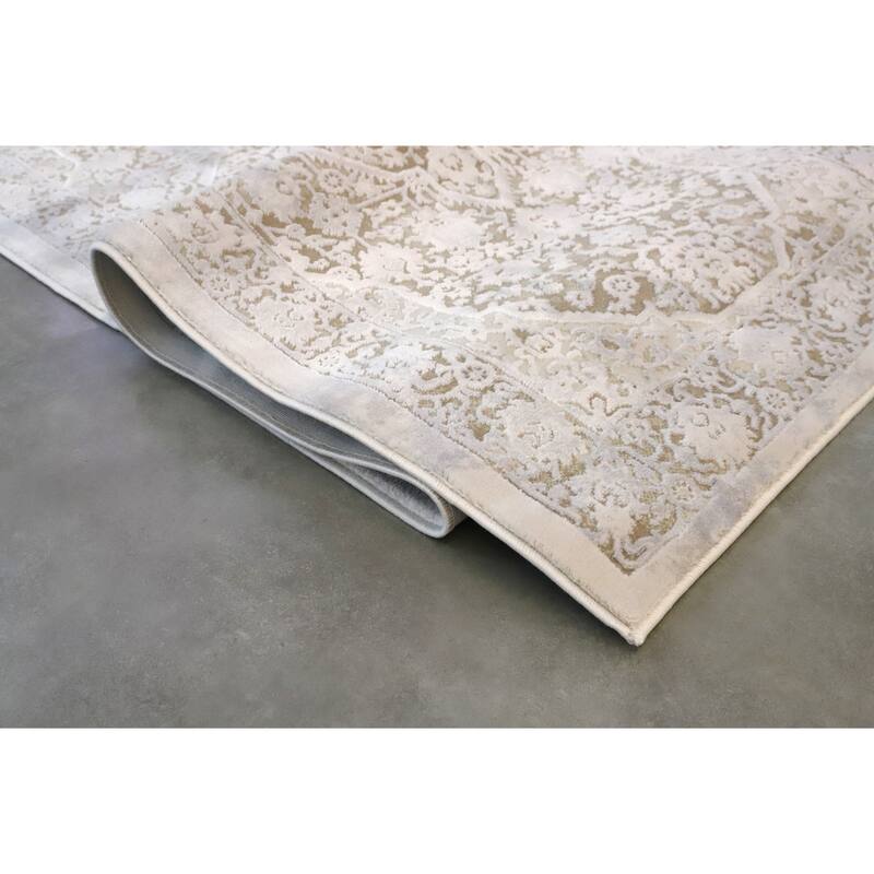 Marissa Collection Beige Abstract Transitional Area Rug