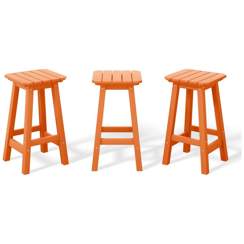 Laguna Hdpe All Weather Outdoor Patio 24" Square Counter Stool (Set Of 3)