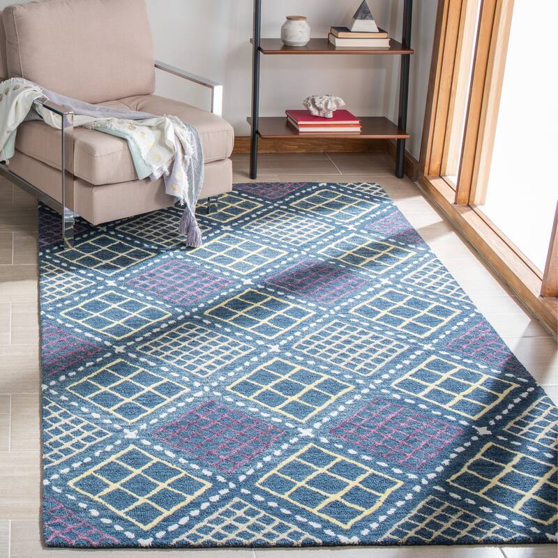 SAFAVIEH Handmade Metro Cune Wool Rug - 3' x 5' - Blue/Yellow