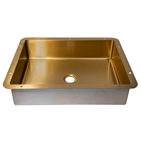 Rectangular Stainless Steel Sink in Gold with Drain