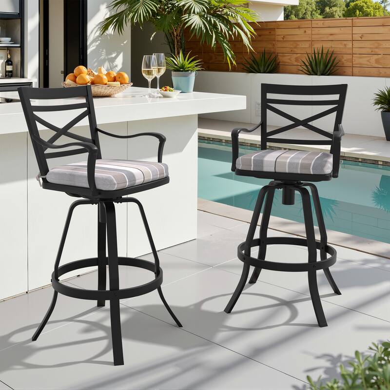 Outdoor Indoor Patio Bar Stools Aluminum Swivel Bar Chair with Sunbrella Cushion