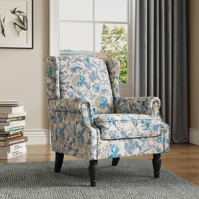 Wingback Accent Chair Nailhead Trim Living Room Reading Chair