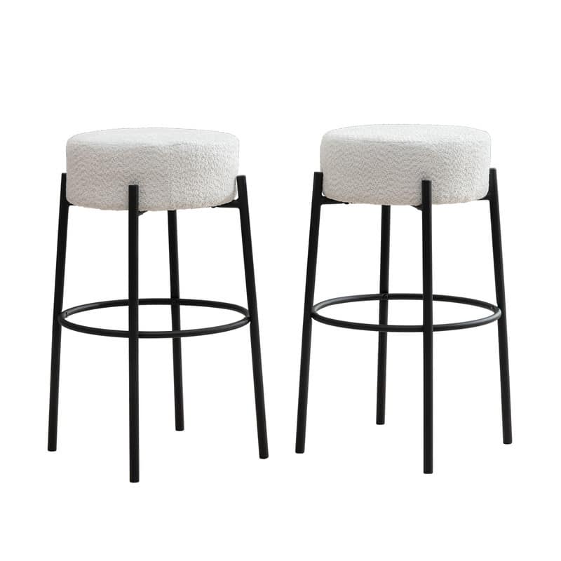Mixoy 30"Counter Height Modern Backless Upholstered Kitchen Counter Bar Stools with Metal Base