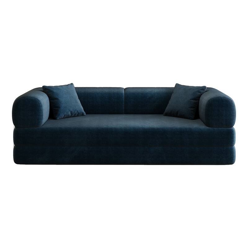 78.8" Convertible Floor Sofa Bed, Corduroy Folding Mattress Sofa Couch for Small Spaces ,No Assembly