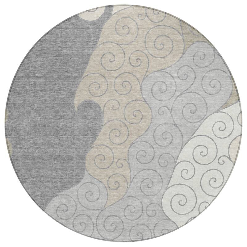 Machine Washable Indoor/ Outdoor Swirly Chantille Rug