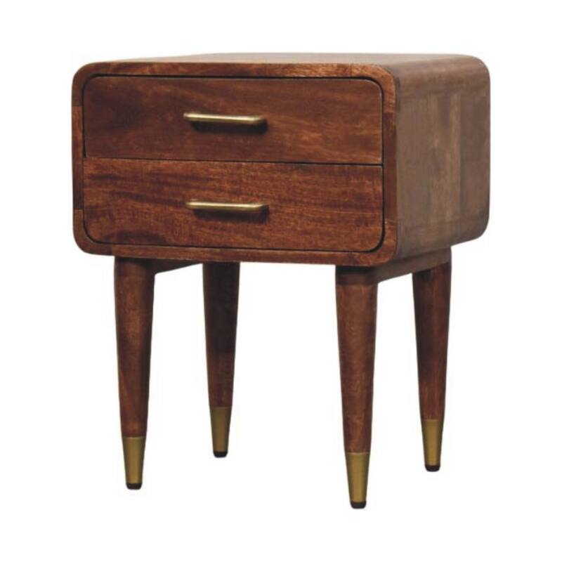 Artisan Furniture Solid Wood Astor 2-Drawer Nightstand, Brown