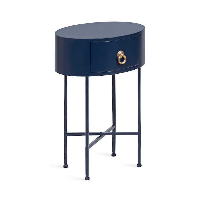 Kate and Laurel Decklyn Glam Oval Side Table - 16x12x24 - Navy Blue
