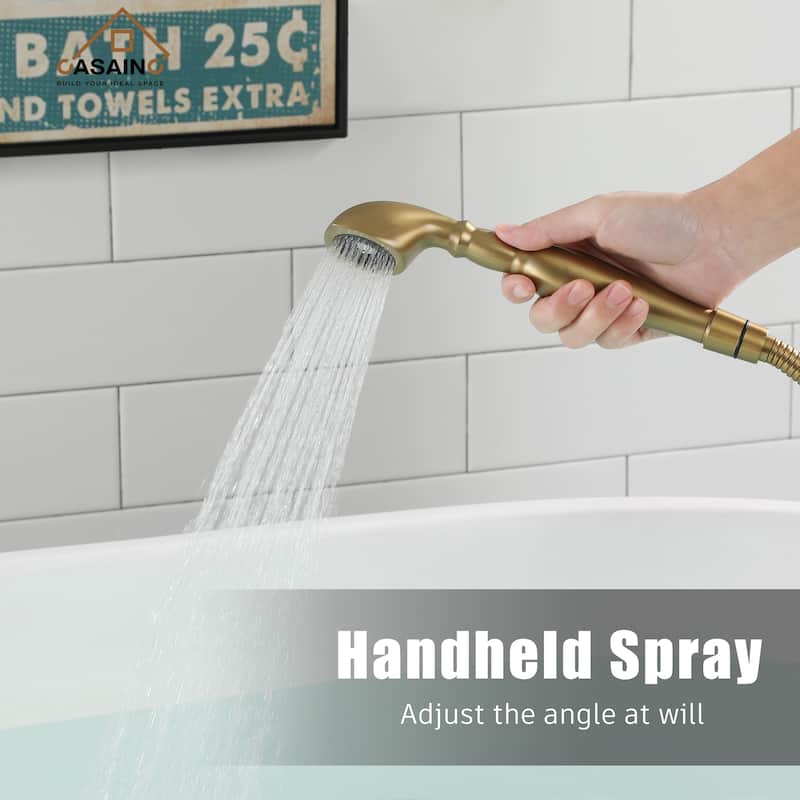 CASAINC 2-Function Free Standing Bathtub Faucet with 360 Degree Swivel Spout