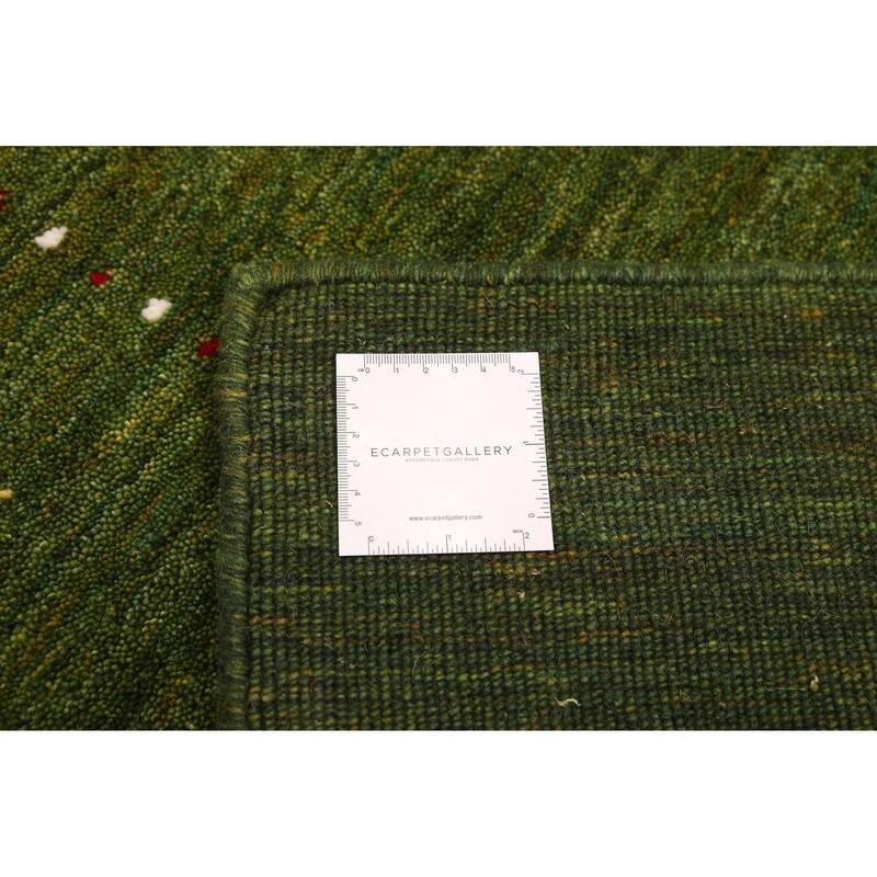 ECARPETGALLERY Hand Loomed Kashkuli Gabbeh Green Wool Rug - 5'0 x 7'10