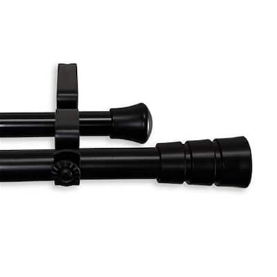 Double Curtain Rod Home Decor Seaside Style Window Rod Finials Brackets Black Adjustable - 48