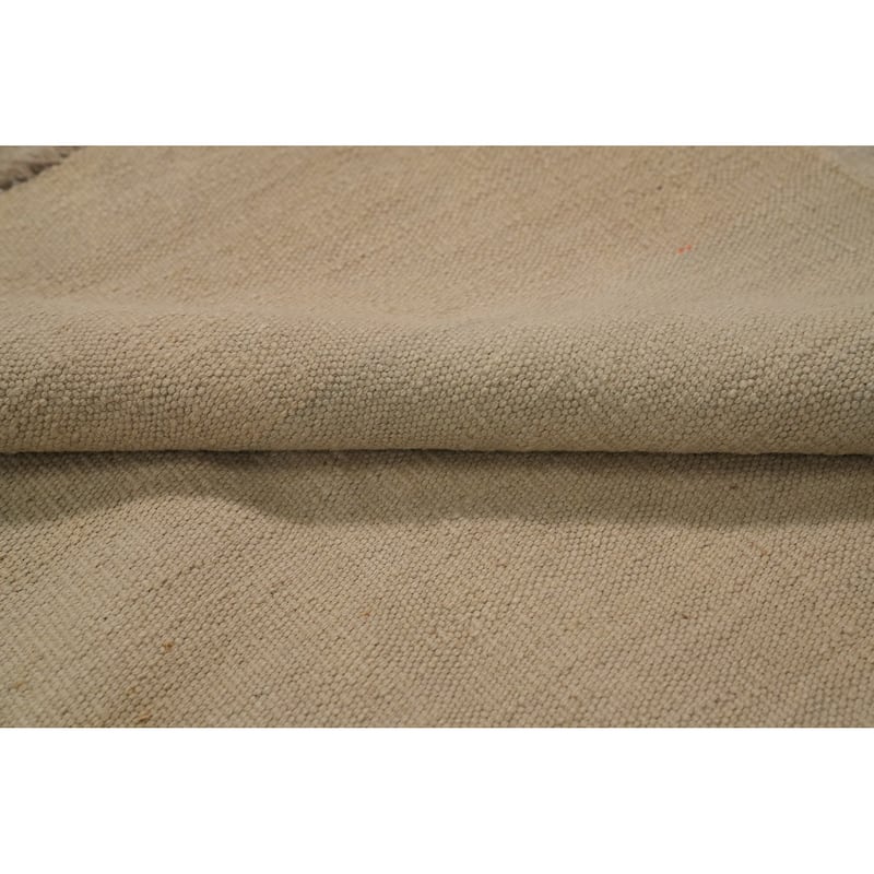 Hand Woven Oriental 100% Wool Carpet Southwestern Tribal Beige & Ivories Kilim Area Rug - 9' 1'' X 5' 11''