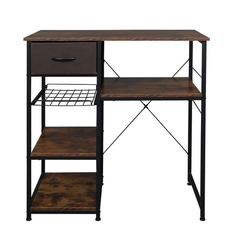 Brown 4-Tier Metal Industrial Utility Microwave Oven Stand