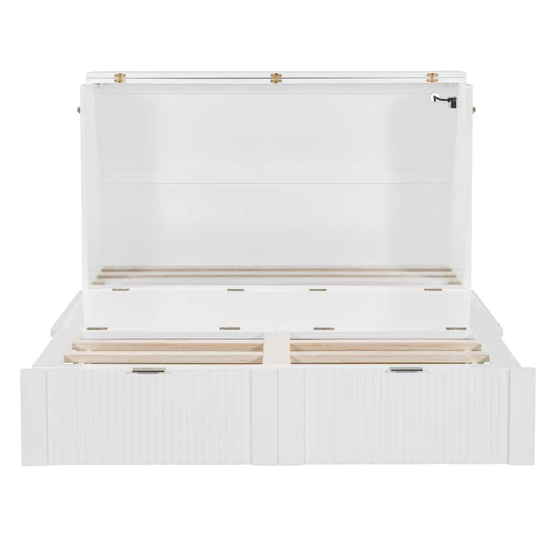 Full Size Smart Murphy Bed with Roller Skate System With Built-in USB/Outlet Charging Station & Storage Drawer