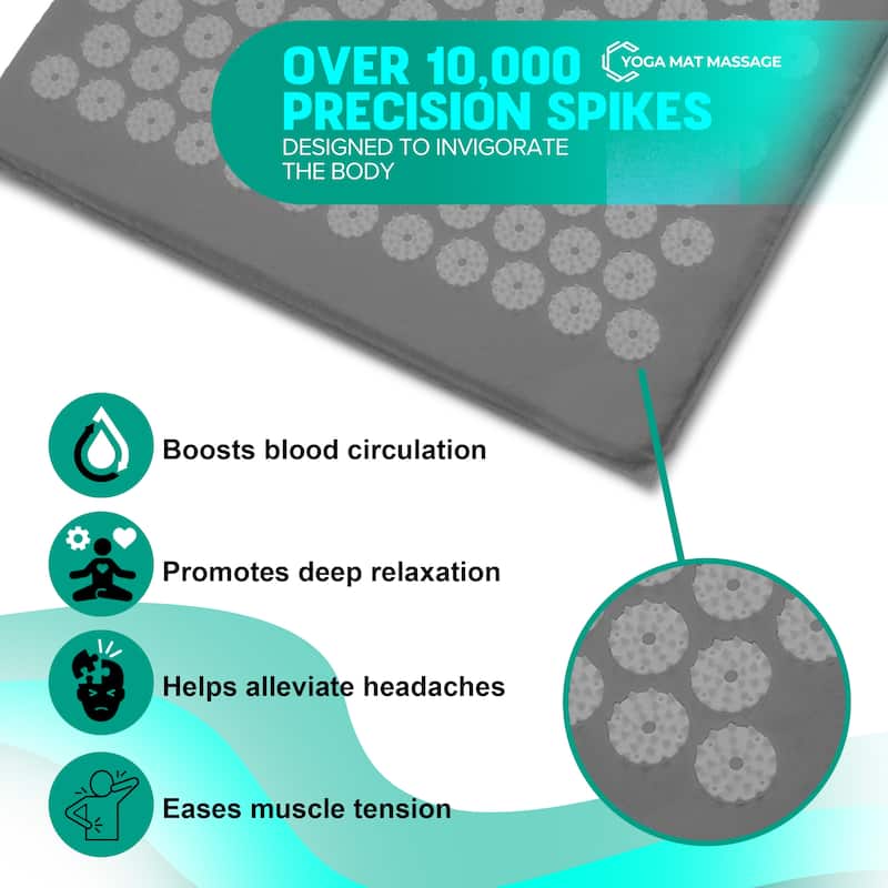 Sivan Health And Fitness Deluxe Acupressure Mat & Pillow Combo Set - Includes Carry Bag - 51" L x 17.5" W x 4" H