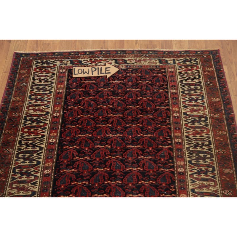 Hand Knotted Oriental 100% Wool Carpet Traditional All-Over Navy Blue & Blues Bidjar Area Rug - 6' 2'' X 3' 3''