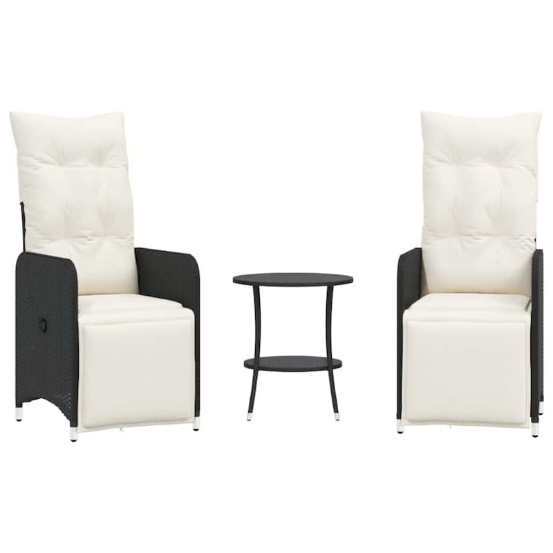 vidaXL Reclining Patio Chair with Cushions Outdoor Seat Furniture Poly Rattan