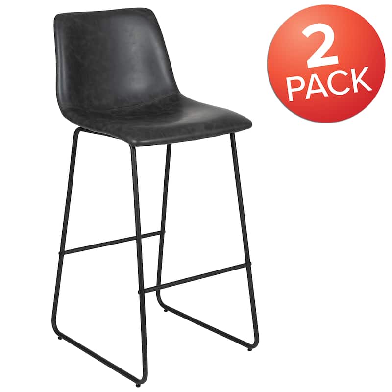 LeatherSoft Bucket Seat Bar Stool (Set of 2)