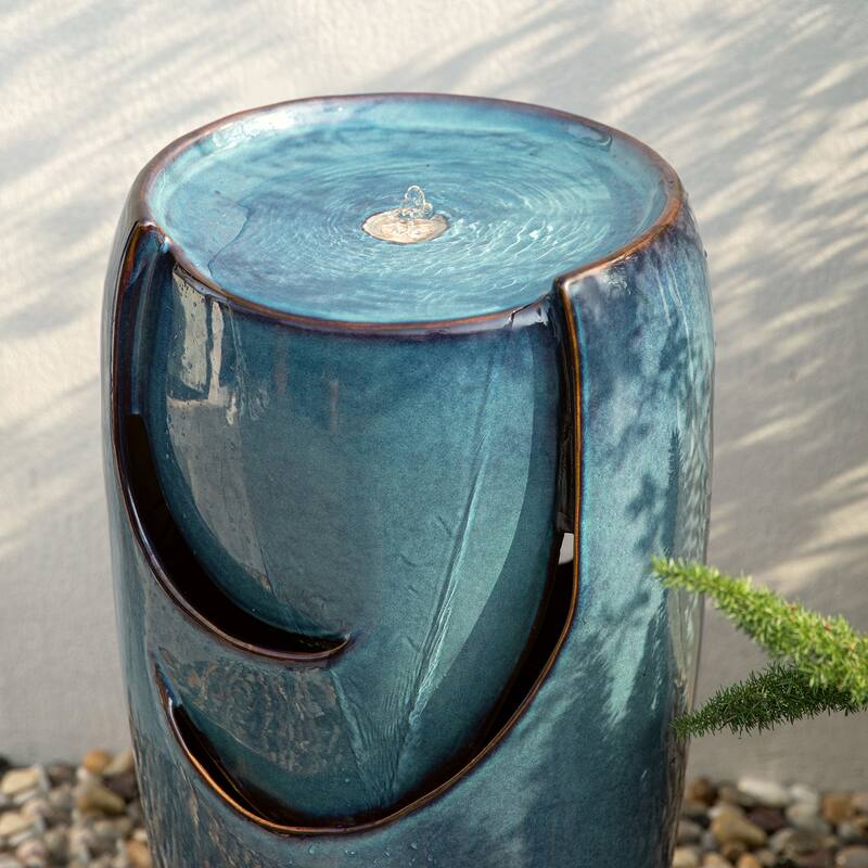 Glitzhome 30"H Oversized LED Ceramic Fountain
