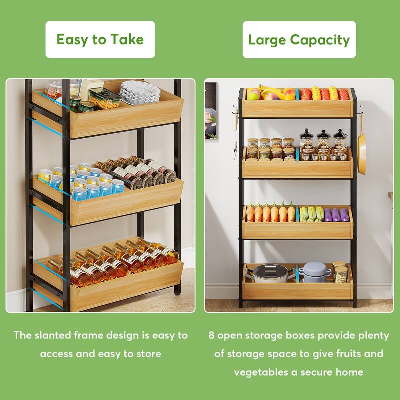 4-Tier Fruit Vegetable Storage Retail Displays Rack Stand for Kitchen Supermarket