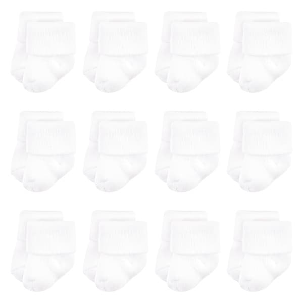 slide 1 of 1, Luvable Friends Unisex Baby Newborn and Baby Terry Socks, White 6-12 Months - White 12-Pack