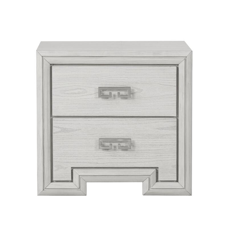 Rustic White Finish Bedroom Furniture Set Bed Dresser Mirror Chest USB-Nightstand