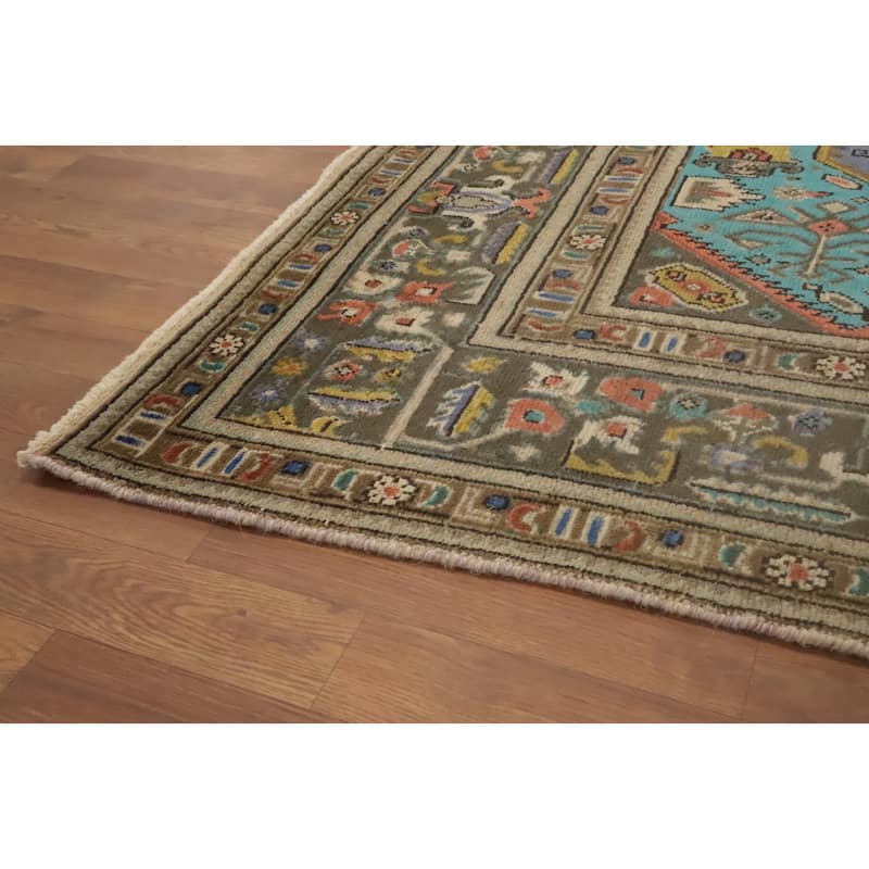 Hand Knotted Oriental 100% Wool Carpet Traditional Floral Purples Tabriz Area Rug - 9' 8'' X 6' 7''