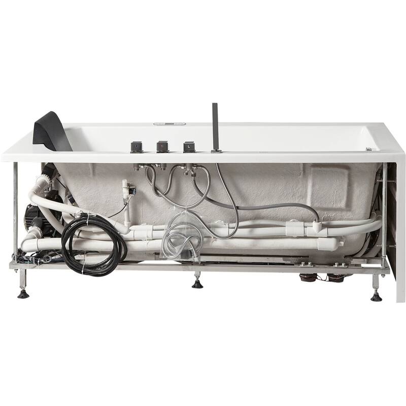 5 ft Acrylic White Rectangular Whirlpool Bathtub w Fixtures