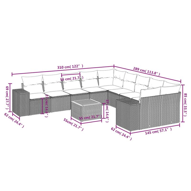 vidaXL Garden Sofa Set Black