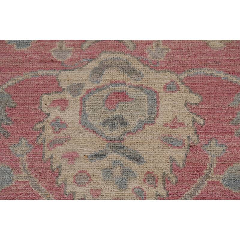 Pink Oushak Vegetable Dye Area Rug Handmade Wool Carpet - 6'0"x 8'8"