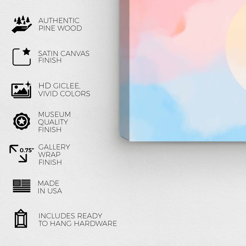 Wynwood Studio Canvas Abstract Pastel sun Blue and Light Blue Mid-Century Modern Wall Art Canvas Print