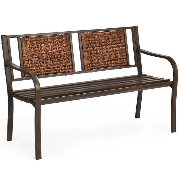slide 7 of 6, Patio Garden Bench Ergonomic Loveseat for Outdoor Garden Backyard Bronze