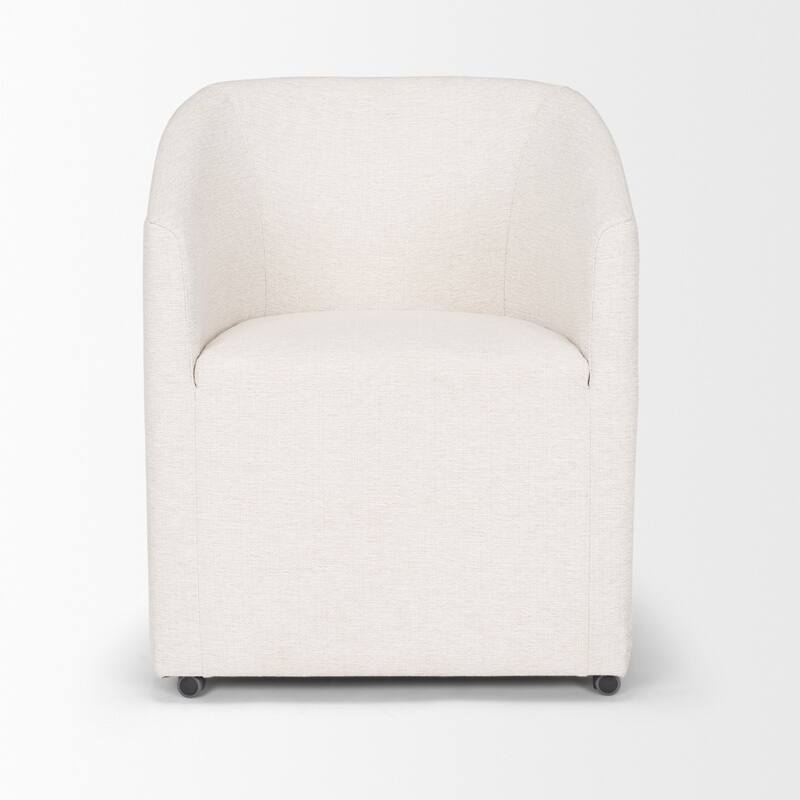 Sondra Oatmeal Performance Fabric Upholstered Club Dining Chair