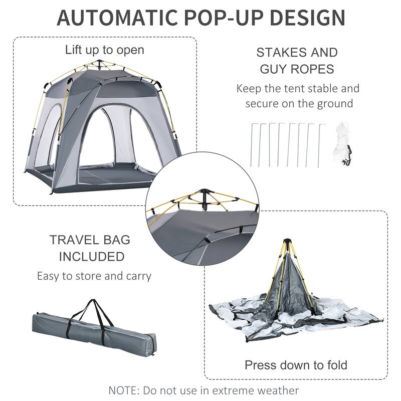 Outsunny 3-Season 5-Person Automatic Pop Up Outdoor Yurt Canopy Camping Tent w/ Easy Hydraulic Poles & Quality Materials