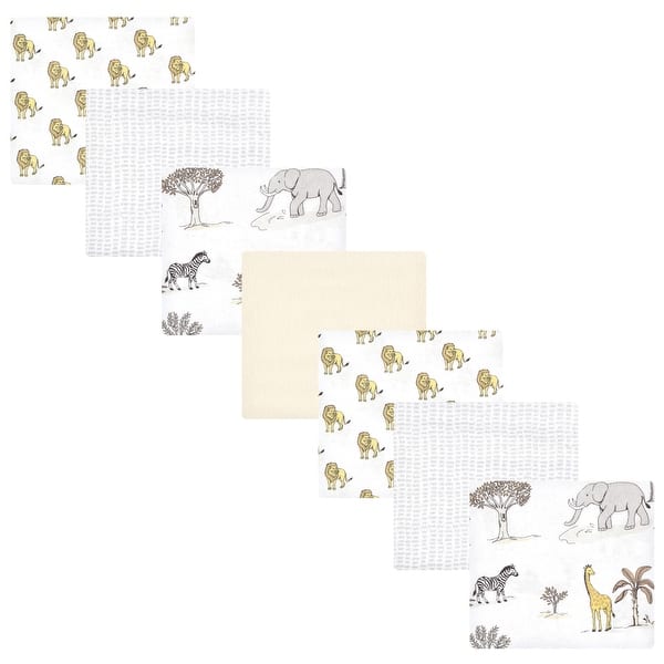 slide 1 of 1, Hudson Baby Cotton Flannel Receiving Blankets Bundle, Neutral Safari World, One Size - Neutral Safari World - One Size One Size - Neutral Safari World