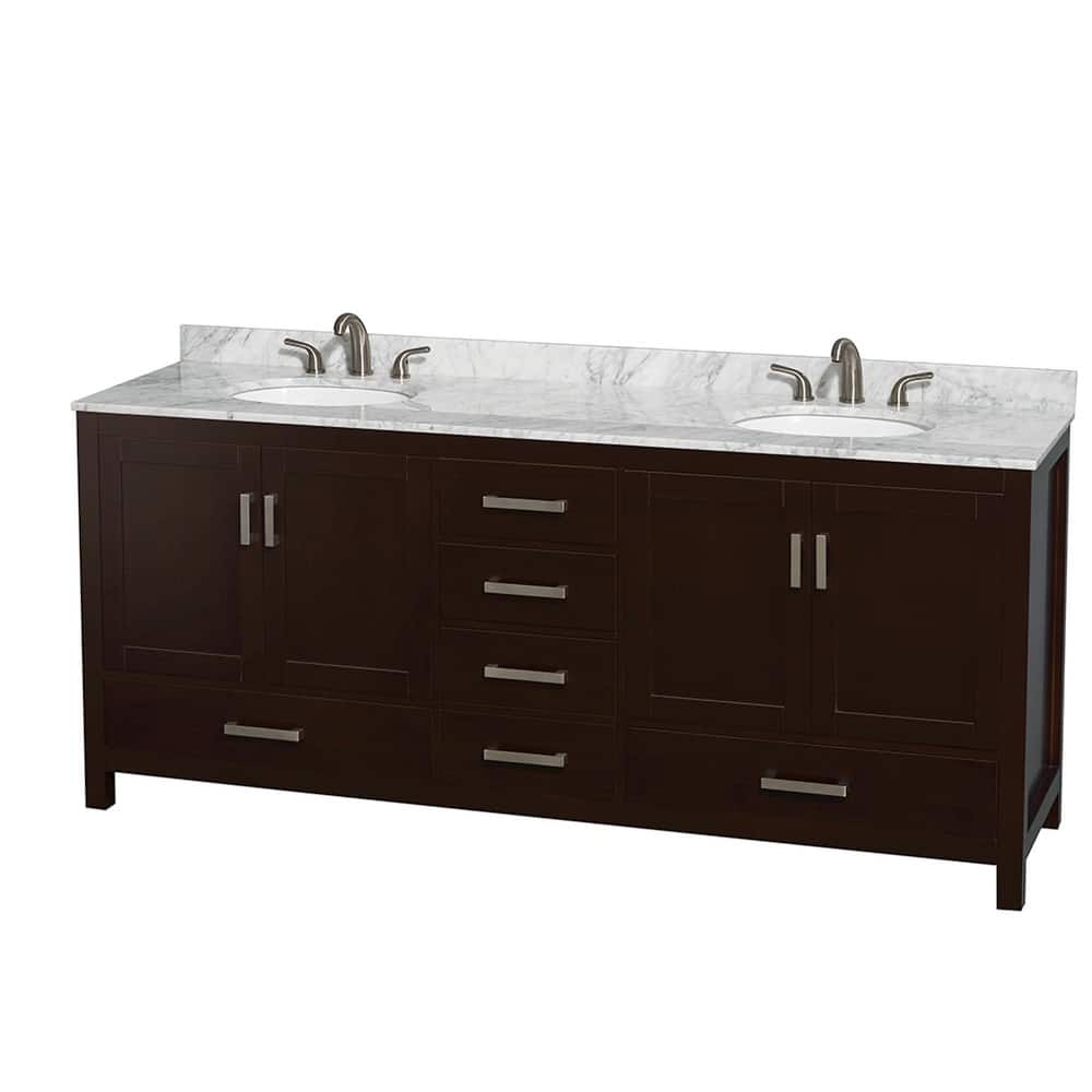 Wyndham Collection Sheffield 80" Freestanding Vanity Set with Hardwood
