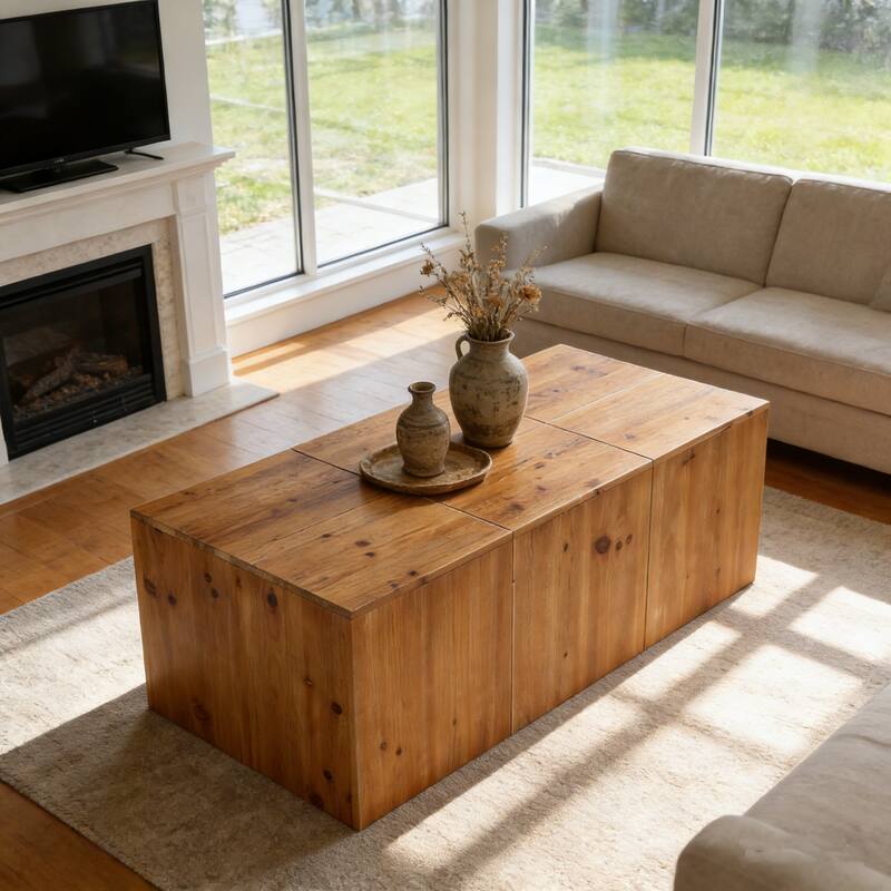 Rectangle Solid Wood Coffee Table For Living Room
