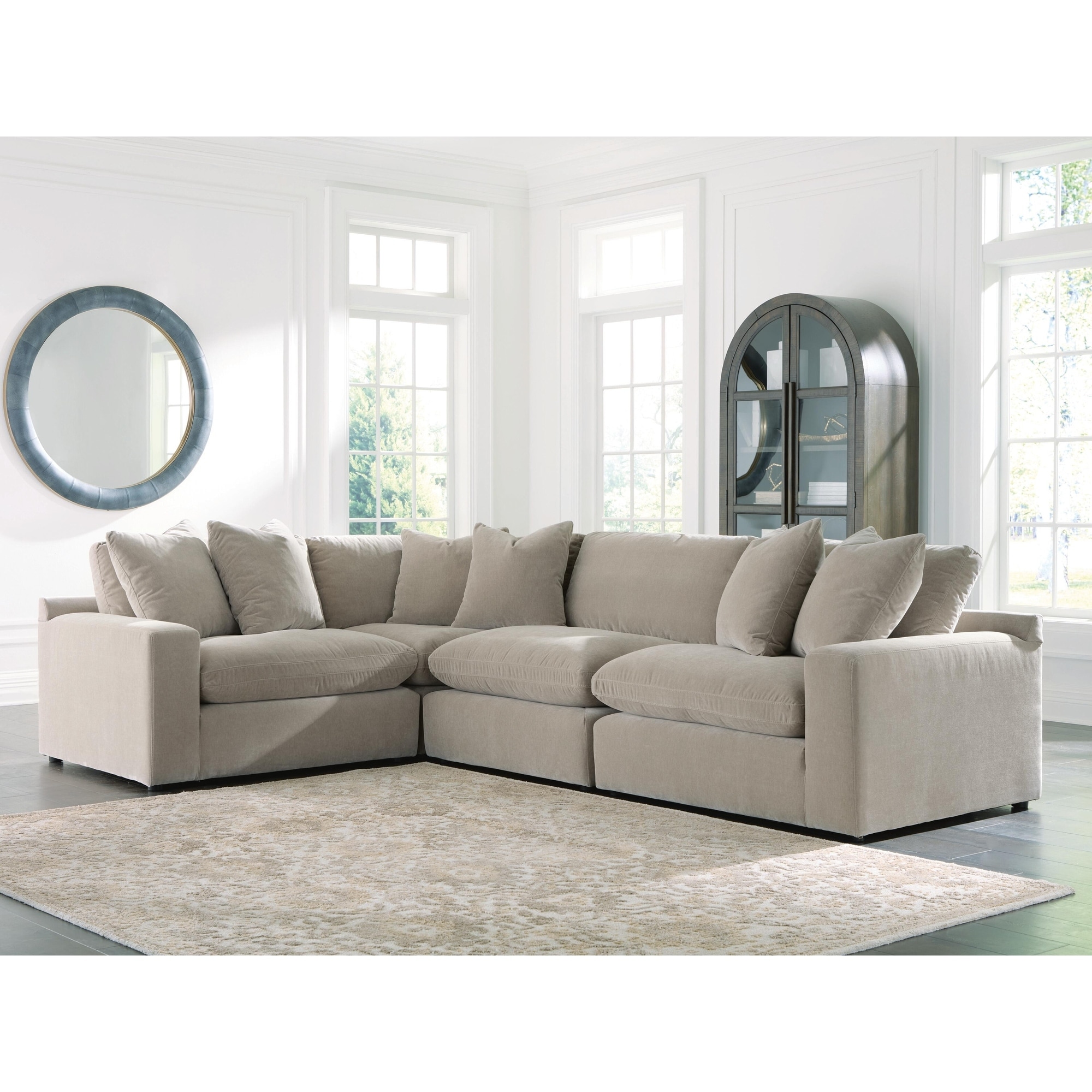 Signature Design by Ashley Maxton Heights Light Gray 4-Piece Sectional - 133" W x 91" D x 38" H